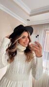 Kadın Uzun Kollu Balıkçı Yaka Belden Yaka Belden Büzgülü Kısa Triko Elbise
