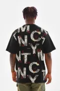Unisex Baskılı Oversize T-Shirt - Siyah