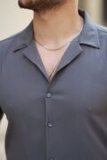 Erkek Apaj Yaka Kısa Kollu Gömlek