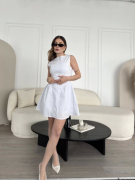 Fermuar Detaylı Mini Elbise - Beyaz