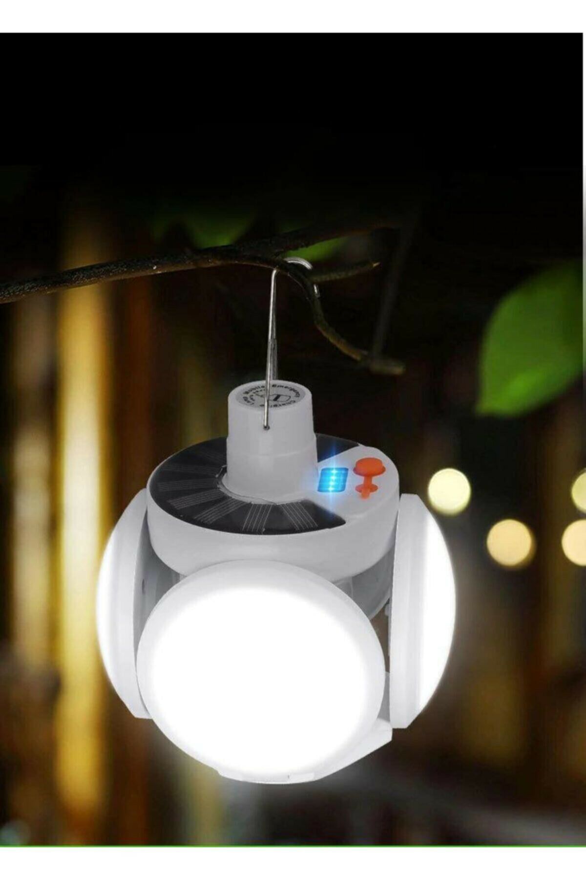 Solar Güneş Enerji Ve Usb Sarjlı 5 Kanatlı Bahçe Aydınlatma Led Askılı Pratik Kamp Lamba