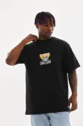 Unisex Baskılı Oversize T-Shirt - Siyah