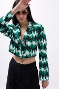 Desenli Crop Ceket