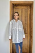 Beyaz Beli Ayrılabilen Poplin Gömlek