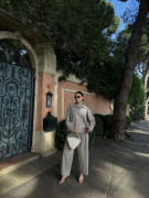 Uzun Kollu Yakalı Gömlek Pantalon Takım- Gri