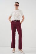 6538 Kemerli İspanyol Paça Pantolon - Bordo