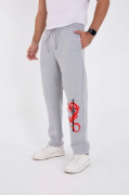 Kışlık Üç İplik Baskılı Eşofman Pantolon - Gri
