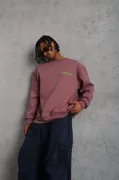Erkek Baskılı Sweat - Gül Kurusu