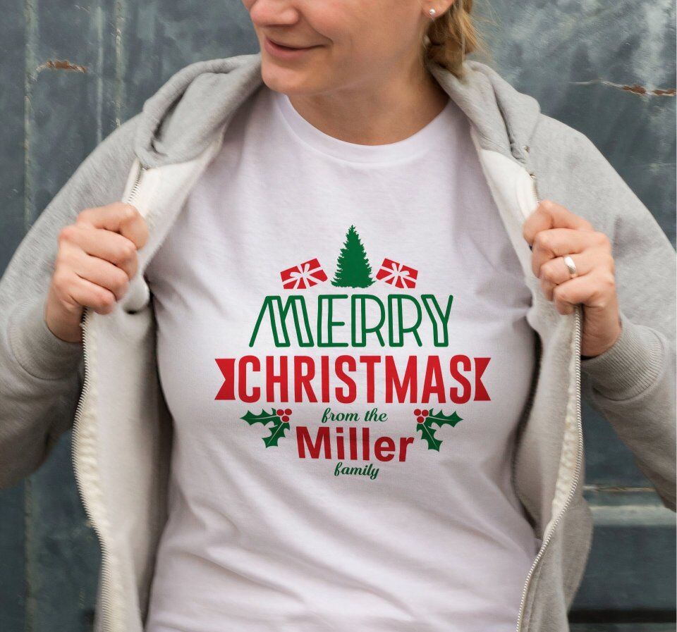 MERRY CHRISTMAS From The Miller Baskılı T-shirt - Beyaz