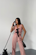 GOFRE BLUZ-PANTOLON TK KURDELE DETAYLI - Somon