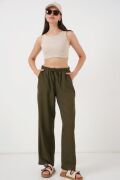 Geniş Paça Keten Pantolon 6735 - Haki