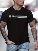 Erkek Kısa Kollu NASA Baskı Bisiklet Yaka T-shirt