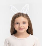 Led Işıklı Peluş Tavşan Kulak Taç Beyaz