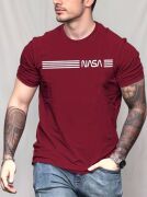 Erkek Kısa Kollu Nasa Baskı Basic Erkek T-shirt