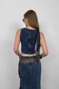 Fırfır Detay Denim Bluz