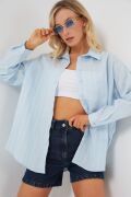 3900 Oversize Uzun Basic Gömlek - C.Mavi