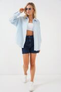 3900 Oversize Uzun Basic Gömlek - C.Mavi