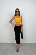 Bel Bağcıklı Crop Bluz