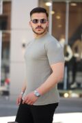 Erkek Ağaç Kabuğu Desenli Kısa Kollu T-shirt