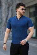 Erkek Viskon Kumaş Polo Yaka Desenli Tişört