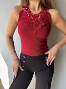 Kadın Ottoman Kumaş Dantel Detaylı Bluz