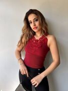 Kadın Ottoman Kumaş Dantel Detaylı Bluz