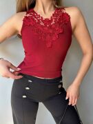 Kadın Ottoman Kumaş Dantel Detaylı Bluz