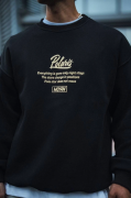 Kışlık Bisiklet Yaka Ön Ve Arka Baskılı SweatShirt - Siyah