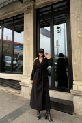 KABAN YAKA VE MANŞET BEJ RENKLİ - Siyah
