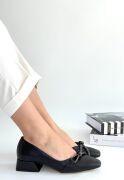 Estay Siyah Cilt Topuklu Ayakkabı