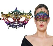 Rengarenk Dantel Kesim Gökkuşağı Balo Maskesi
