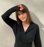 Kadın Uzun Kollu Kruvaze Yaka Krep Mini Boy Elbise