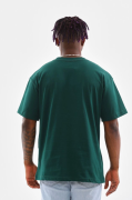 Unisex Oversize Düz Bisiklet Yaka T-Shirt - Koyu Yeşili