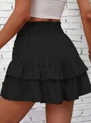 Kadın Beli Lastikli Eteği Fırfırlı Mini Etek