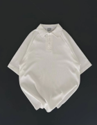 Yakalı Patlı Kısa Kol T-shirt - Beyaz