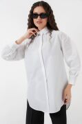 5946 Oversize Uzun Gömlek Tunik - Beyaz