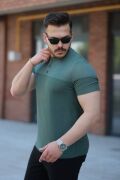Erkek Hakim Yakalı Kısa Kollu Pamuklu T-shirt