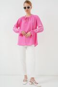Nakışlı Örme Bluz 941 - Pembe