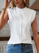 Kadın Kısa Reglan Kollu Yarı Balıkçı Yaka Ithal Krep Bluz
