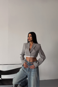 CROP CEKET TEK DÜĞME - Gri