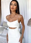 Kadın Omuz Askılı Göbek Ve Sırt Dekolteli Gipe Ve Büzgü Detay Fırsat ürün Mini Elbise