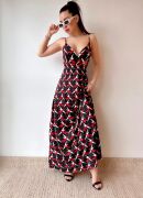 Kadın V Yaka Göğüs Ve Sırt Dekolteli Fırsat ürün Maxi Moy Elbise