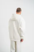 Unisex Double Oversize Kapşonlu Basic SweatShirt - Beyaz