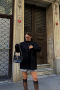 SÜET BLAZER CEKET 3 DÜĞME - Siyah