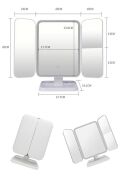 BUFFER® 2 Kapaklı,3 Farklı Dokunmatik Led Ayarlı USB Şarj ile Şarj Olabilen Makyaj Aynası