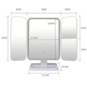 BUFFER® 2 Kapaklı,3 Farklı Dokunmatik Led Ayarlı USB Şarj ile Şarj Olabilen Makyaj Aynası