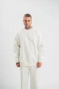 Uzun Kol Bisiklet Yaka Basic SweatShirt - Beyaz