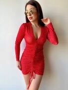 Kadın V Yaka önü Asansör Büzgü Detay Fırsat ürün Puantiyeli Mini Elbise