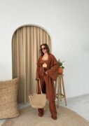KRINKILL BÜSTİYER-PANTOLON-KİMONO TAKIM - Kahverengi