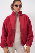 5194 Peluş Mont Ceket - A.Bordo